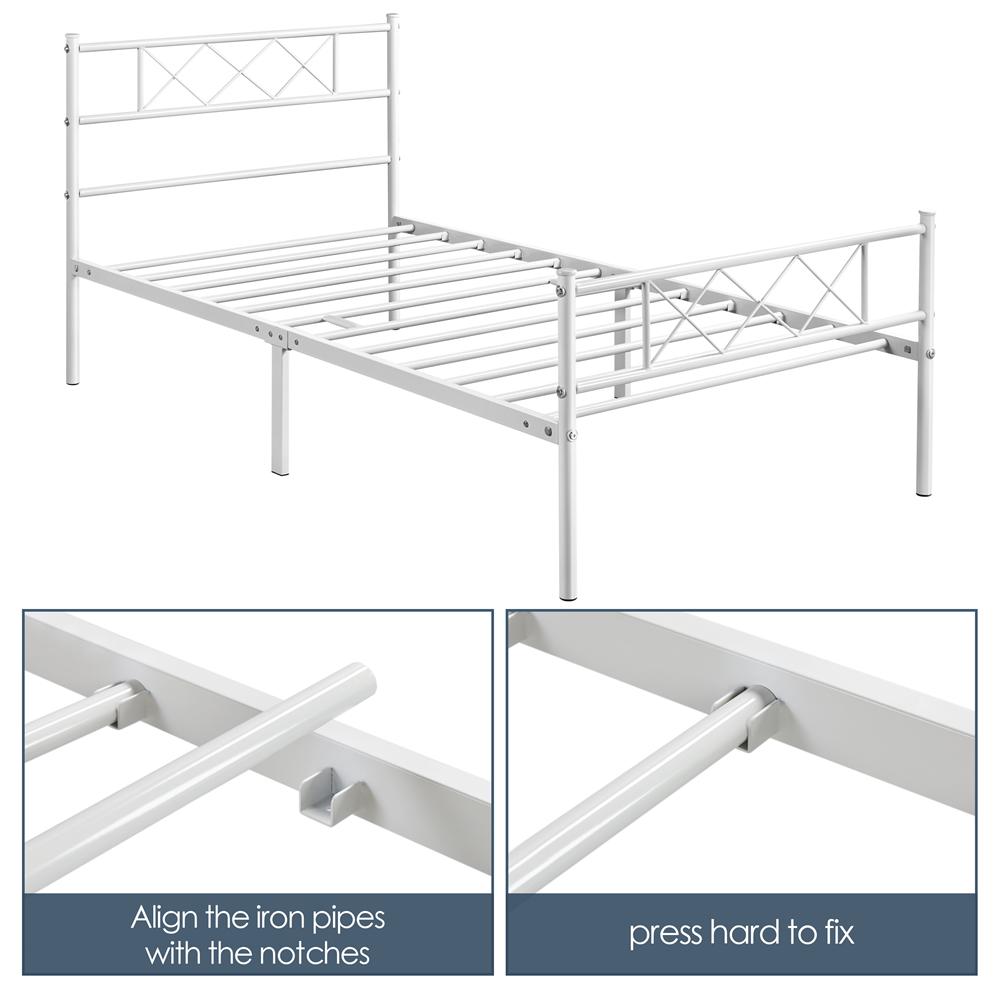 Easyfashion Simple XDesign Metal Twin Bed White  Crowdfused