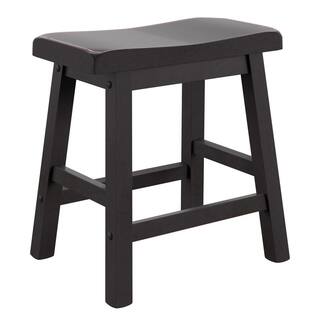 HomeSullivan Black Saddle Seat 18-Inch Backless Stools (Set Of 2) 405302BK-18(3A)