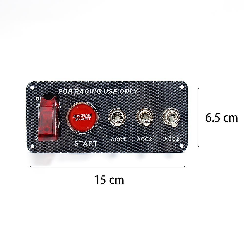 Born Pretty Universal Auto Ignition Panel Start Button 5 In 1  Toggle Switches 12v Carbon Fiber Starting Device For Cars With Red Led Light