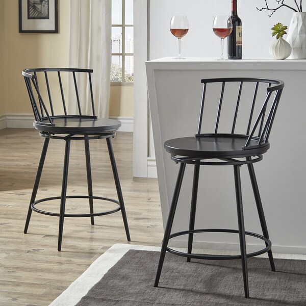 Olix Windsor Swivel Counter Stools with Low Back (Set of 2) by iNSPIRE Q Modern