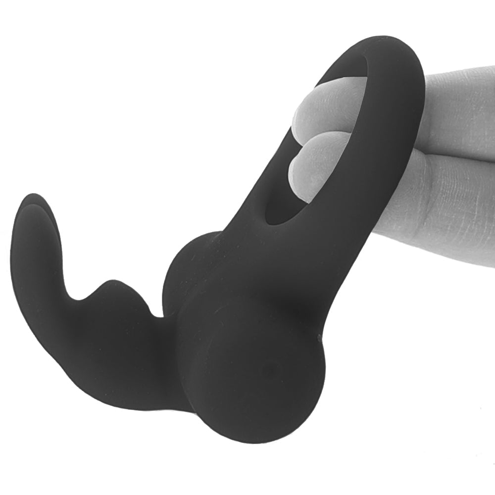 Frisky Bunny Vibrating Ring in Black Pearl