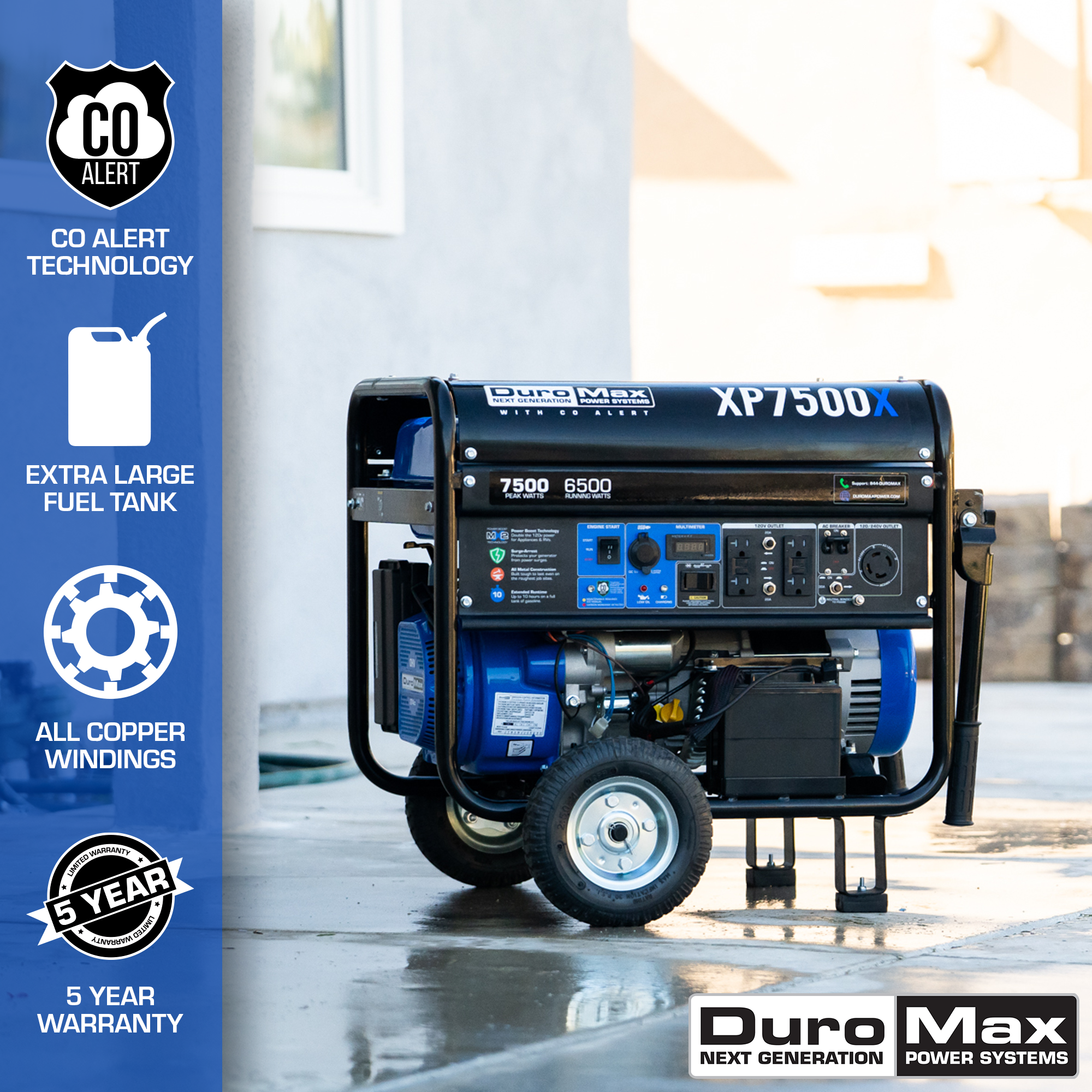 7,500 Watt Gasoline Portable Generator w/ CO Alert