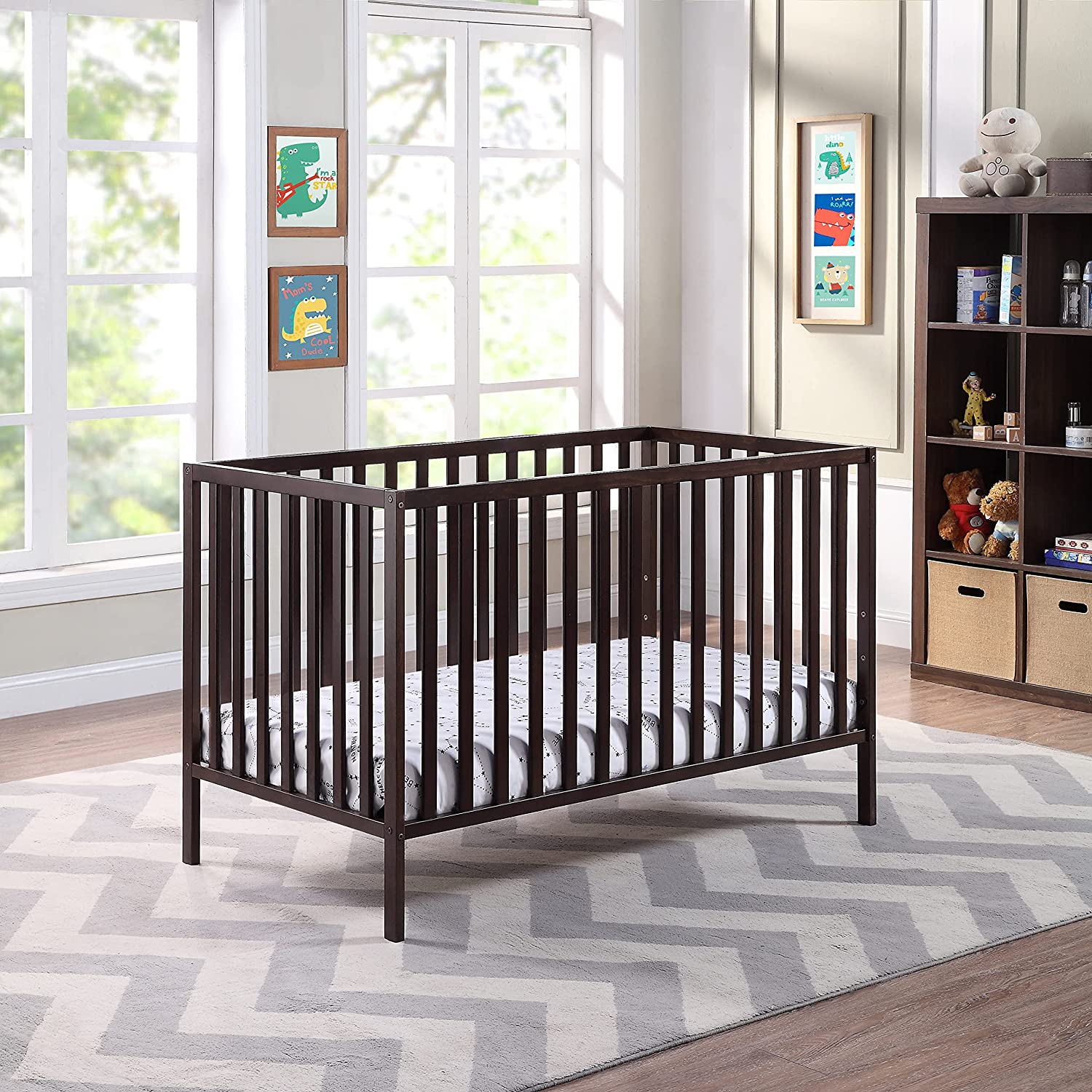 YELROL Palmer 3 in 1 Convertible Crib - Quick Ship  Espresso