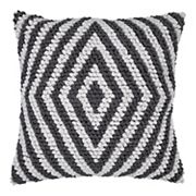 SAATVIK Handwoven Feather Fill Throw Pillow with Diamond Shapes