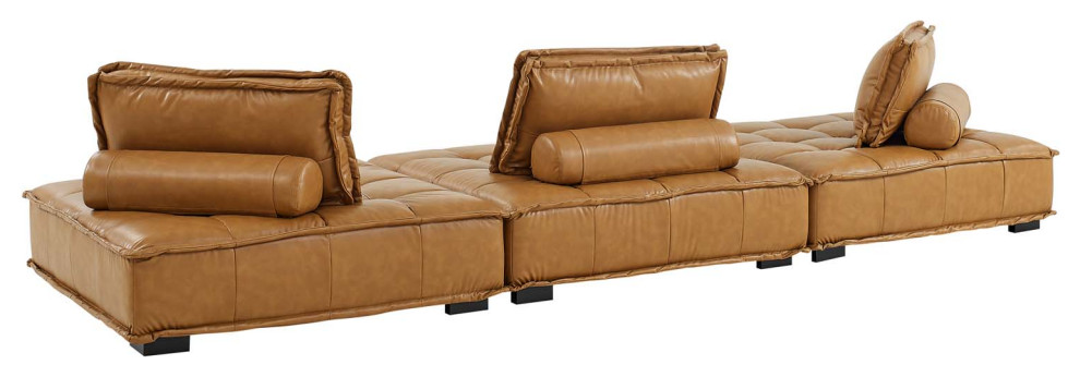 Modular Deep Tufted Sectional Sofa Set  Tan  Fabric  Modern  Lounge Hospitality   Contemporary   Sofas   by House Bound  Houzz