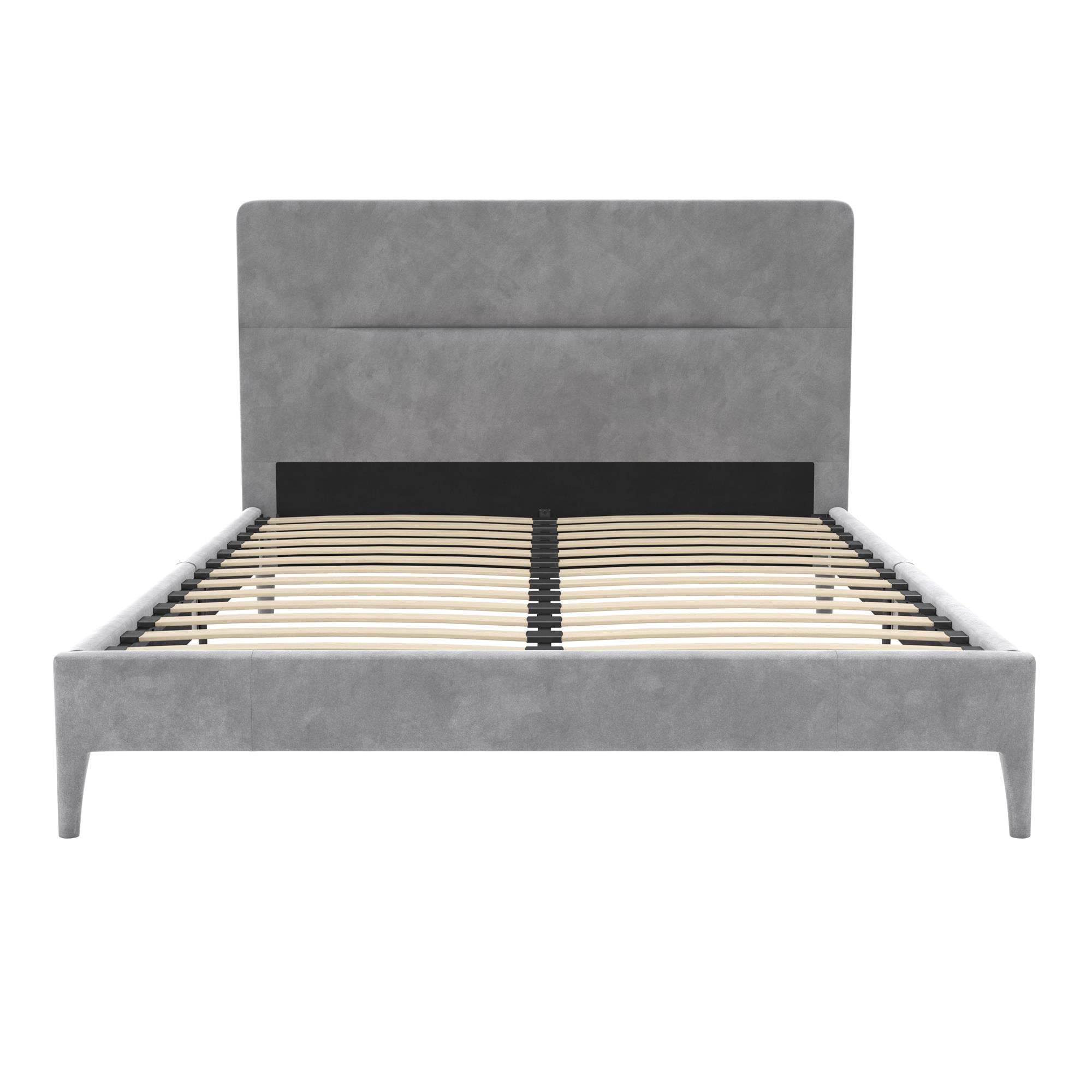 CosmoLiving Westerleigh Upholstered Bed, Queen, Light Gray Velvet