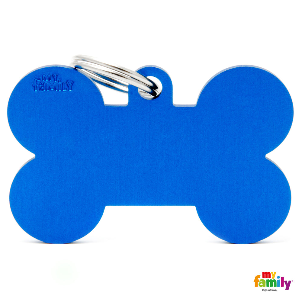 X-Large Blue Bone Aluminum Tag