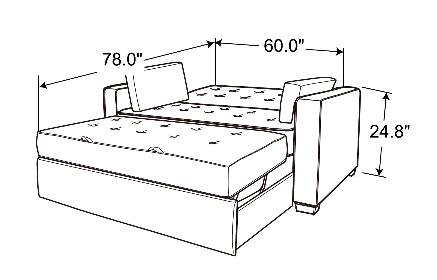 Serta Monroe Modern Sofa with Sleeper, Brown Fabric