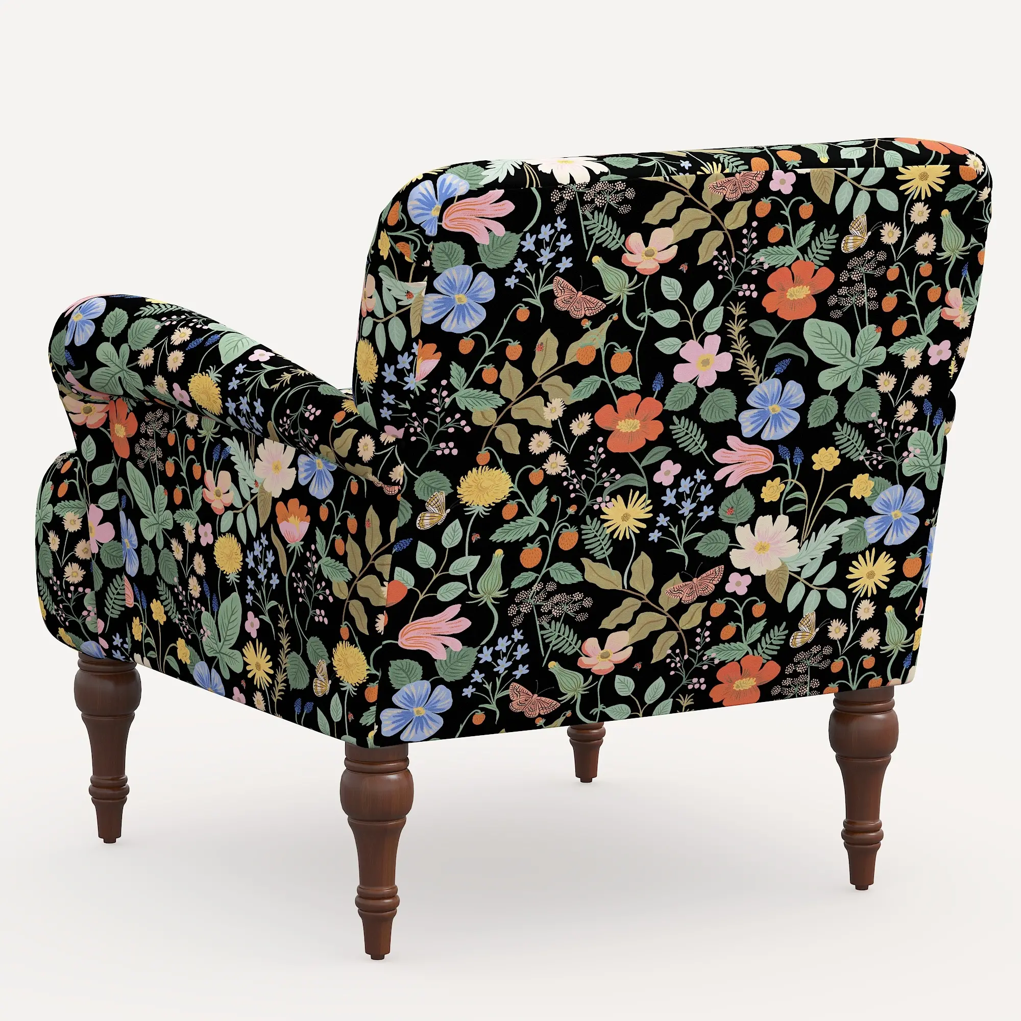 Rifle Paper Co. Bristol Black Strawberry Fields Accent Chair