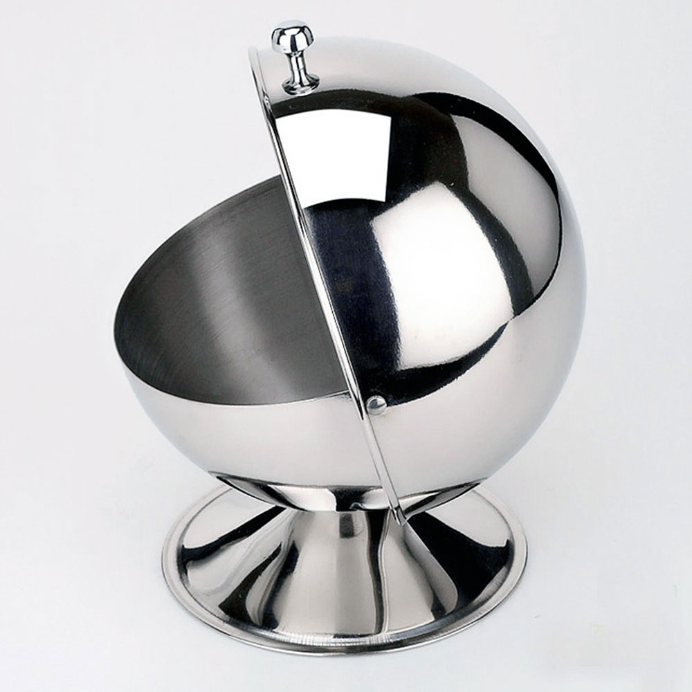 Stainless steel spherical sugar cup flip seasoning potcube sugar cup sugar pot flavor cup home reversible storage tank