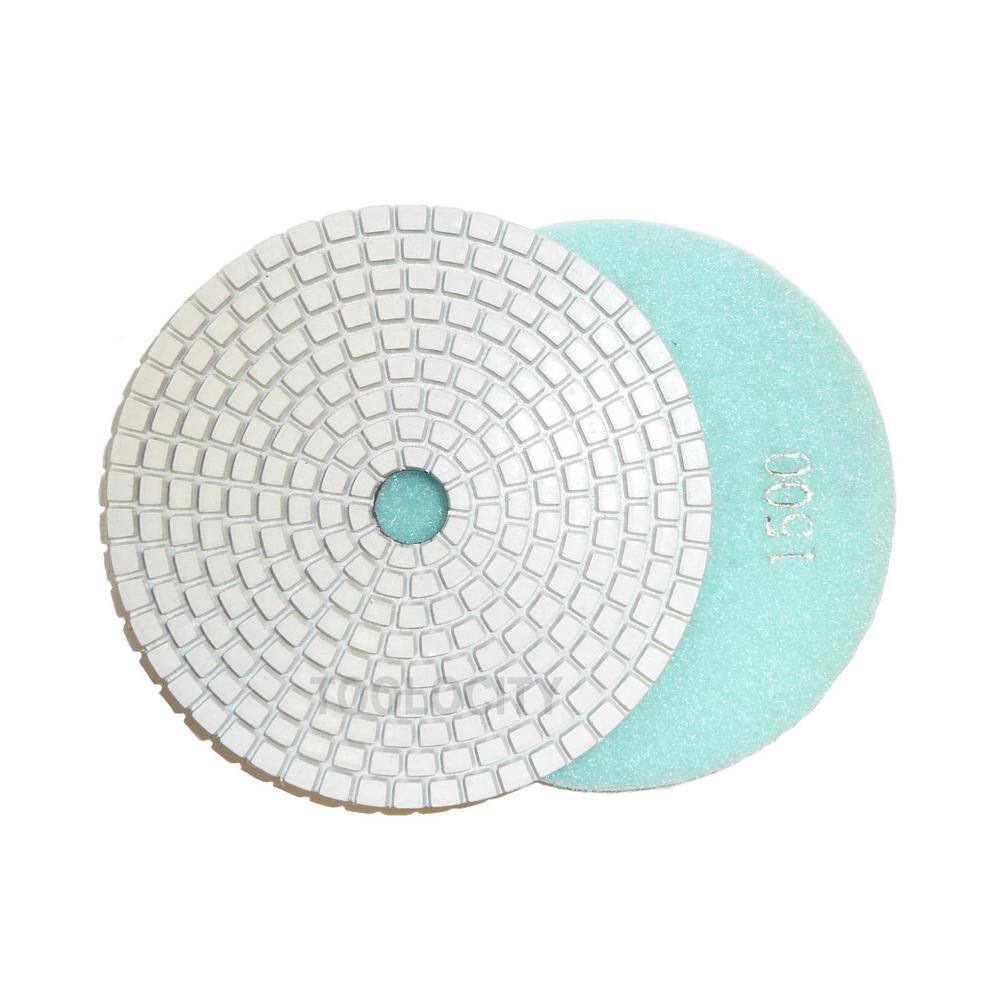 Toolocity 4 in. JHX DryWet Diamond Polishing Pads for ConcreteGranite (Set of 7) with 4 in. Back Holder JHXR0102SET-BK4