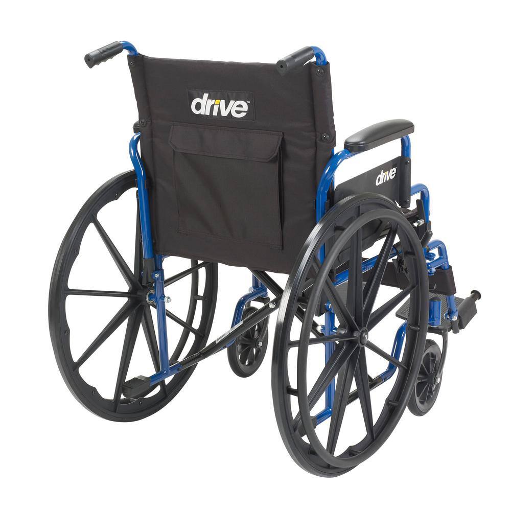 Drive Medical Blue Streak Wheelchair with Flip Back Desk Arms 18 in. Seat and Swing Away Footrest bls18fbd-sf