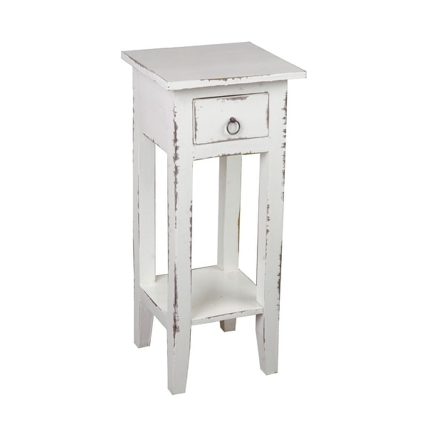 Sunset Trading Cottage Narrow Side Table Distressed White Washed