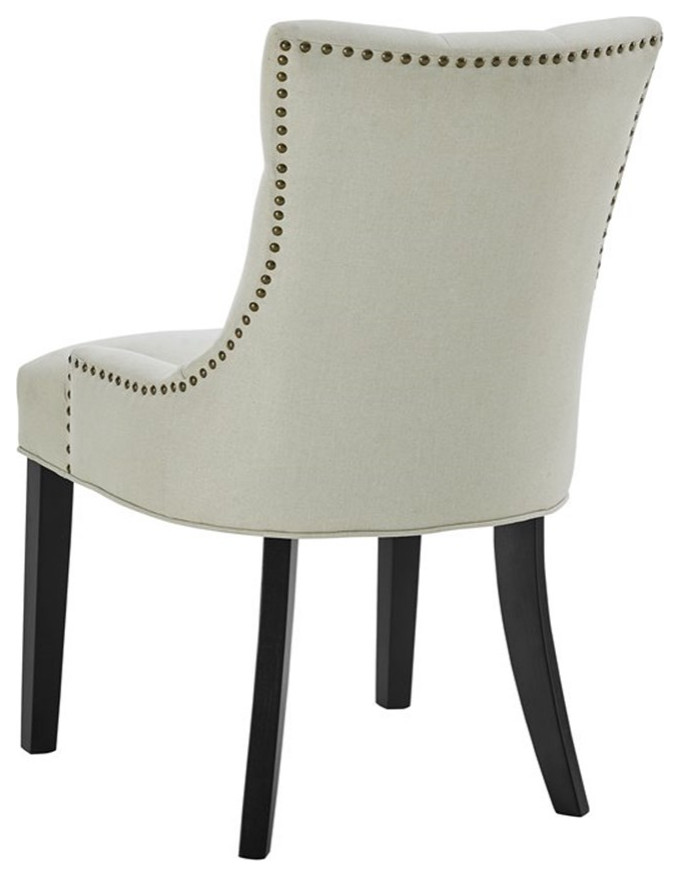 Alexent 6 quotModern Fabric Dining Chairs with Rubber Wood Legs in Beige (Set of 4)   Transitional   Dining Chairs   by Homesquare  Houzz