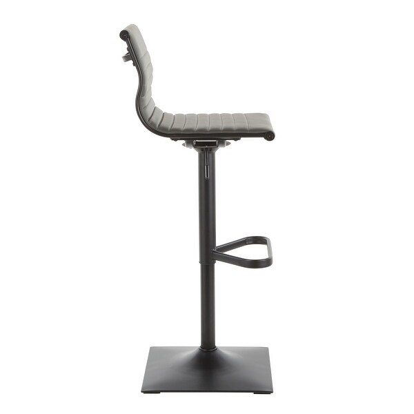 Porch and Den Tower Master Adjustable Bar Stool in Faux Leather and Black Metal