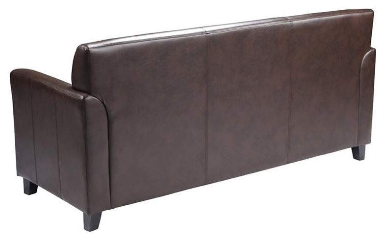 Bowery Hill Diplomat Leather Sofa in Brown   Contemporary   Sofas   by Homesquare  Houzz