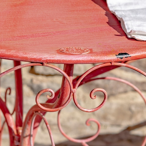 Three Piece Metal Bistro Set in Flamingo Pink 