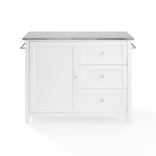 CROSLEY FURNITURE Soren White Kitchen Island with Stainless Steel Top KF30090SS-WH