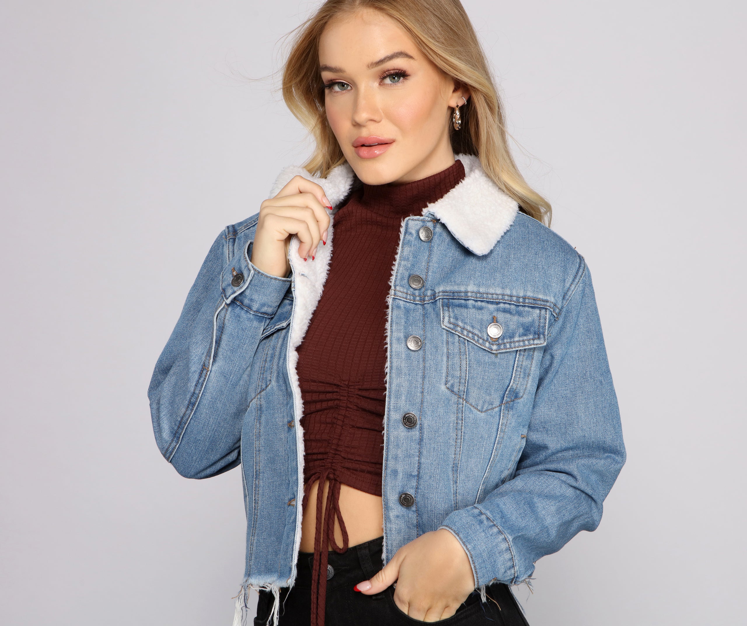 All the Feels Sherpa Lined Denim Jacket