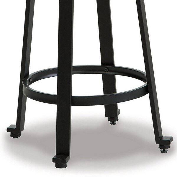 Xan 24 Inch Tan Swivel Counter Height Stool， Set of 2， Black Steel Frame