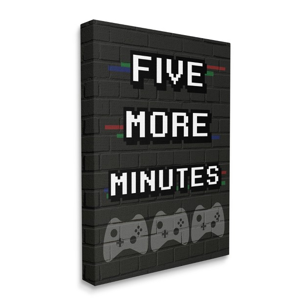 Stupell Industries Five More Minutes Video Game Phrase Retro Bricks