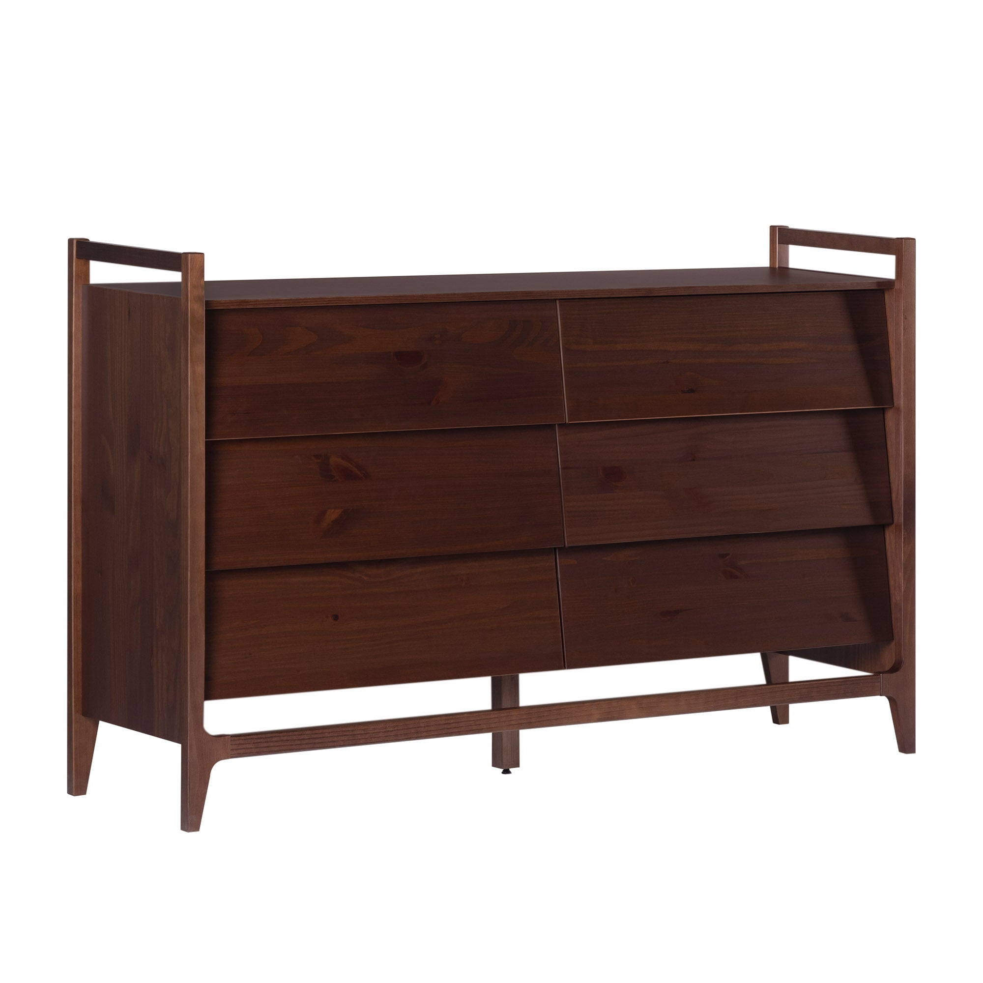 Manor Park Modern Angle-Front 6-Drawer Wood Dresser, Walnut