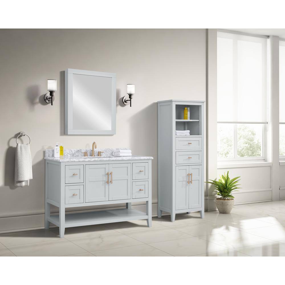 Home Decorators Collection Sturgess Open Shelf 49 in. W x 22. D x 35. H Vanity in Dove Grey with White Marble Vanity Top 19111S-VS49C-DG