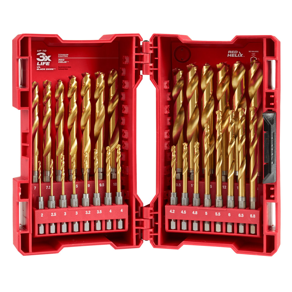 MW SHOCKWAVE Impact Duty RED HELIX Titanium Metric Drill Bit Set 29PC 48-89-4862 from MW