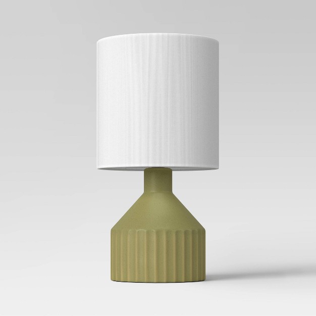 Ribbed Ceramic Mini Table Lamp Green