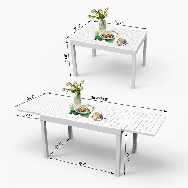 Patio Aluminum Extendable Dining Table with Adjustable Legs