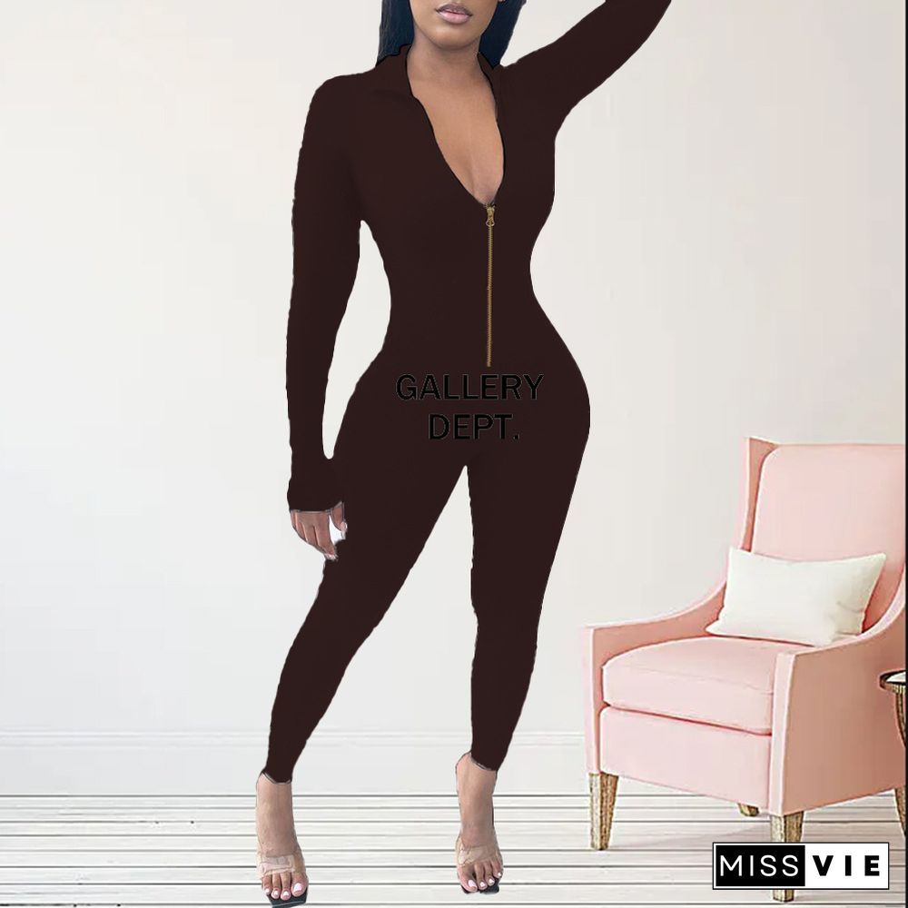 Casual Fitness Long Sleeve Plus Size Jumpsuits