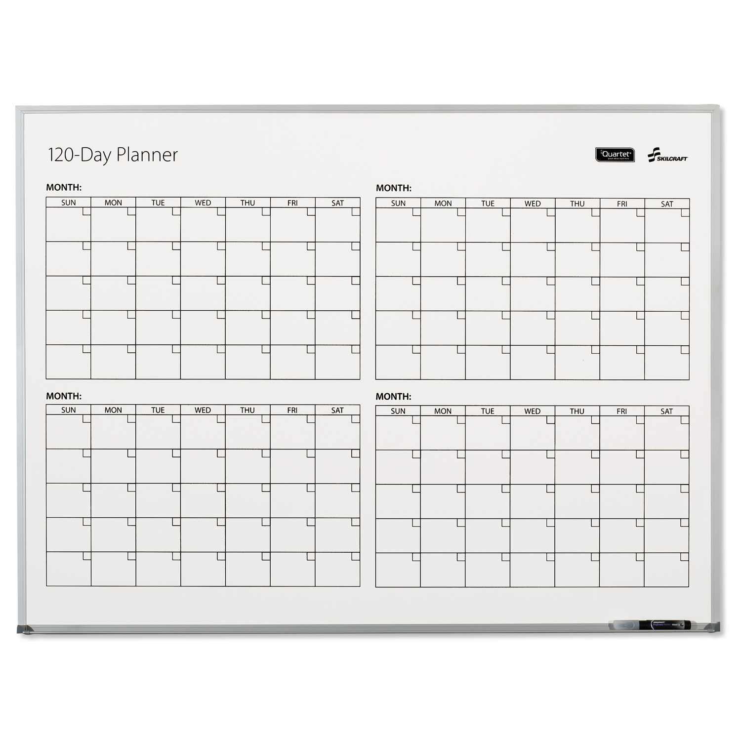 SKILCRAFT Quartet 4-Month Dry Erase Calendar by AbilityOneandreg; NSN6222133