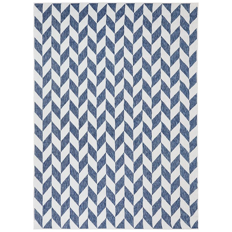 Sunnydaze Geometric Affinity Outdoor Area Rug - Steel Blue - 8 ft x 10 ft