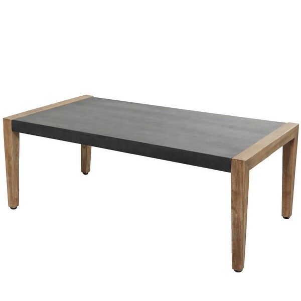 Dark Gray Wood Outdoor Dining Table with Wood Legs