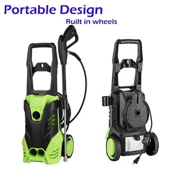 3000 PSI Electric Pressure Washer Power Washer 1800W Rolling Wheels High Pressure Washer Cleaner Machine with 5 Nozzles, 1.7 GPM