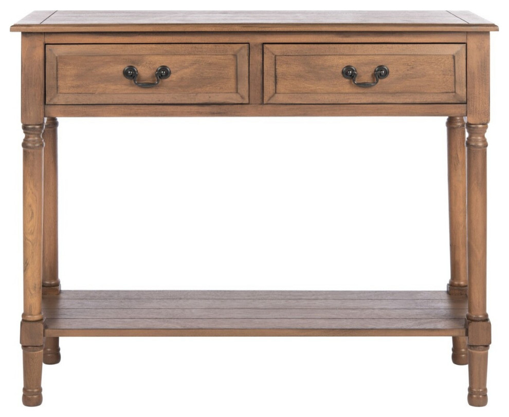 Tyson 2 Drawer Console Table Brown   Traditional   Console Tables   by AED Luxury Home Decor  Houzz