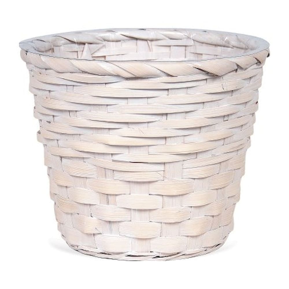 White Washed Wicker Planter