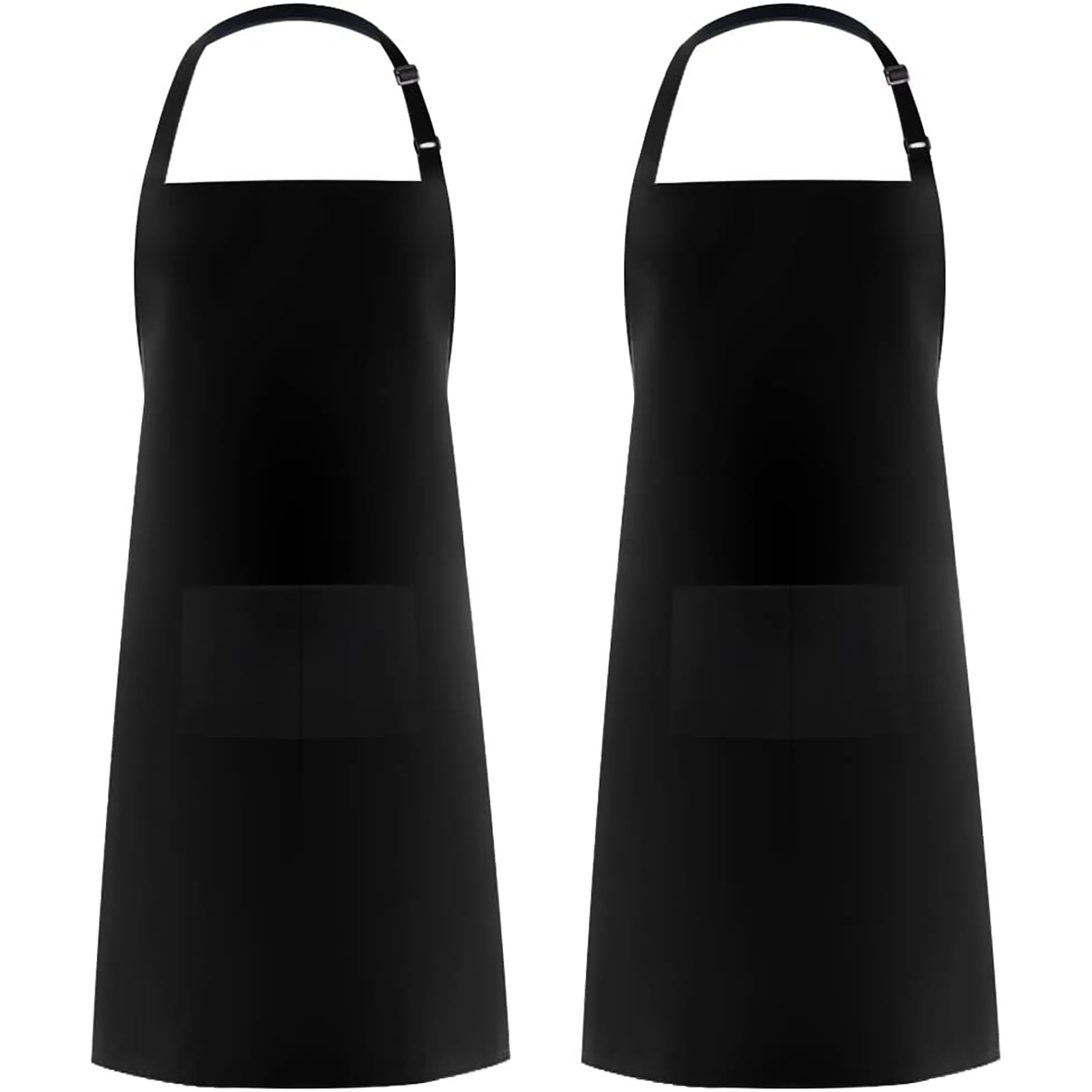 Semfri 2 Pack Adjustable Bib Apron Waterdrop Resistant with 2 Pockets Cooking Kitchen Aprons for BBQ Drawing Black