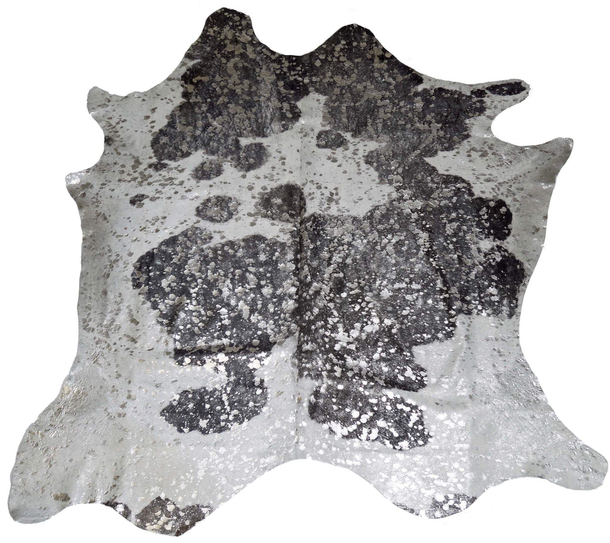 Silver Acid Wash Black and White Cowhide Rug design by BD Hides