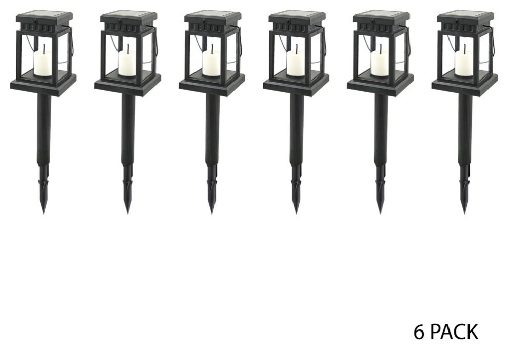 19 quotTall Outdoor Solar Powered Hanging or Stake Lanterns  Set of 6   Traditional   Path Lights   by Alpine Corporation  Houzz