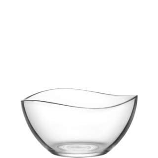 LAV 63.5 Ounce Glass Serving Bowl | Beautiful Wavy Design， Thick， Durable Glass， For Salads， Desserts， Fruit， and More， Microwave and Dishwasher Safe， 8.2” x 4.5”