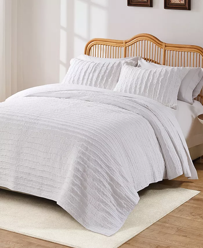 Greenland Home Fashions Ruffled Quilt Set， 3-Piece Full - Queen