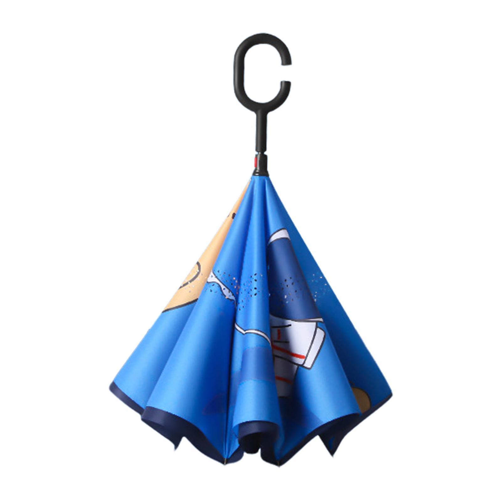 Kids Windproof Inverted Umbrella Cartoon Folding Hands Free Umbrella Style A