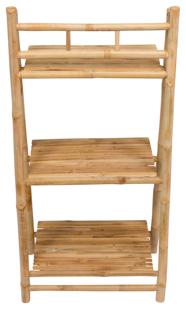 Natural Bamboo 3 Tier Shelves Folding Book Case Cabinet Shelf   Asian   Bookcases   by STATRA  Houzz