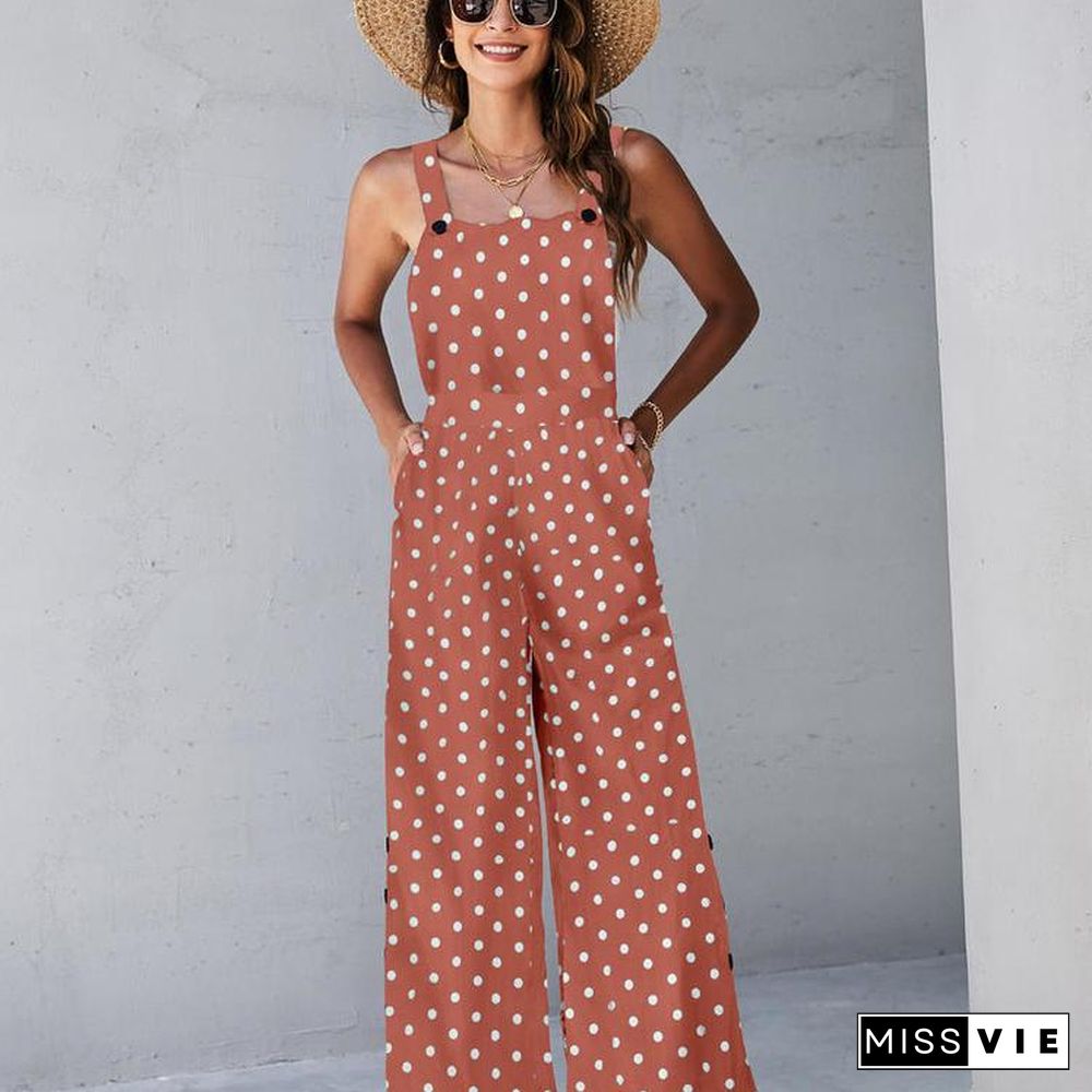 Square Neck Pattern Women Sleeveless Jumpsuit