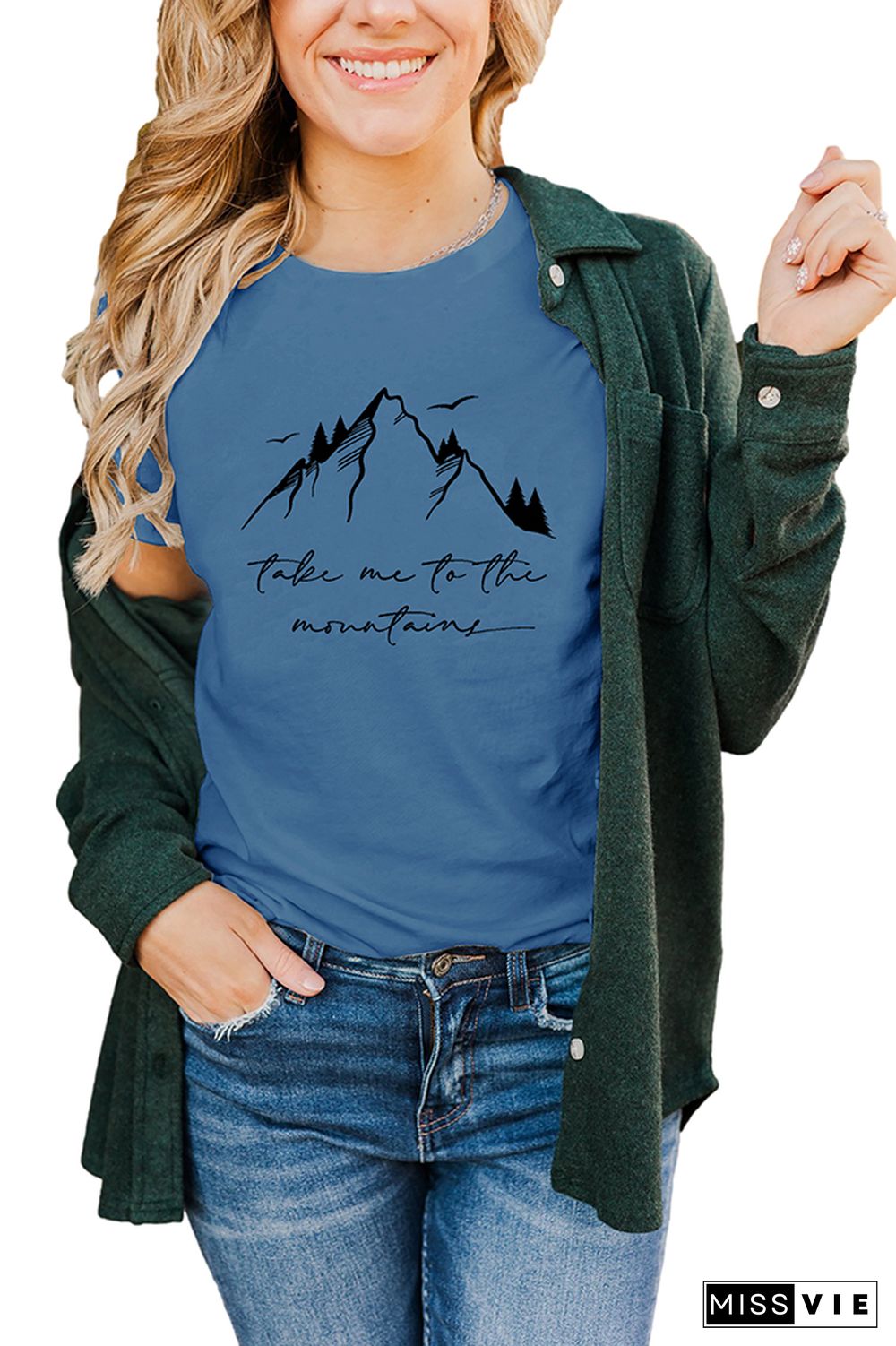 Take Me to the Moutains Graphic Tee Short Sleeve T-shirt Wholesale