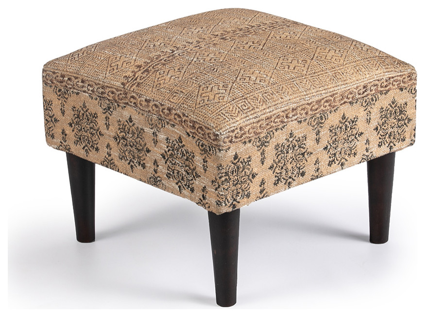 Suvarna Cotton Stool 18x18x12 quot  Midcentury   Footstools And Ottomans   by Fibre by Auskin  Houzz