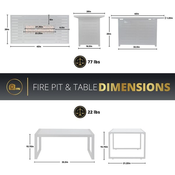 Kinger Home Ore 5Piece Outdoor Fire Pit Set for Patio