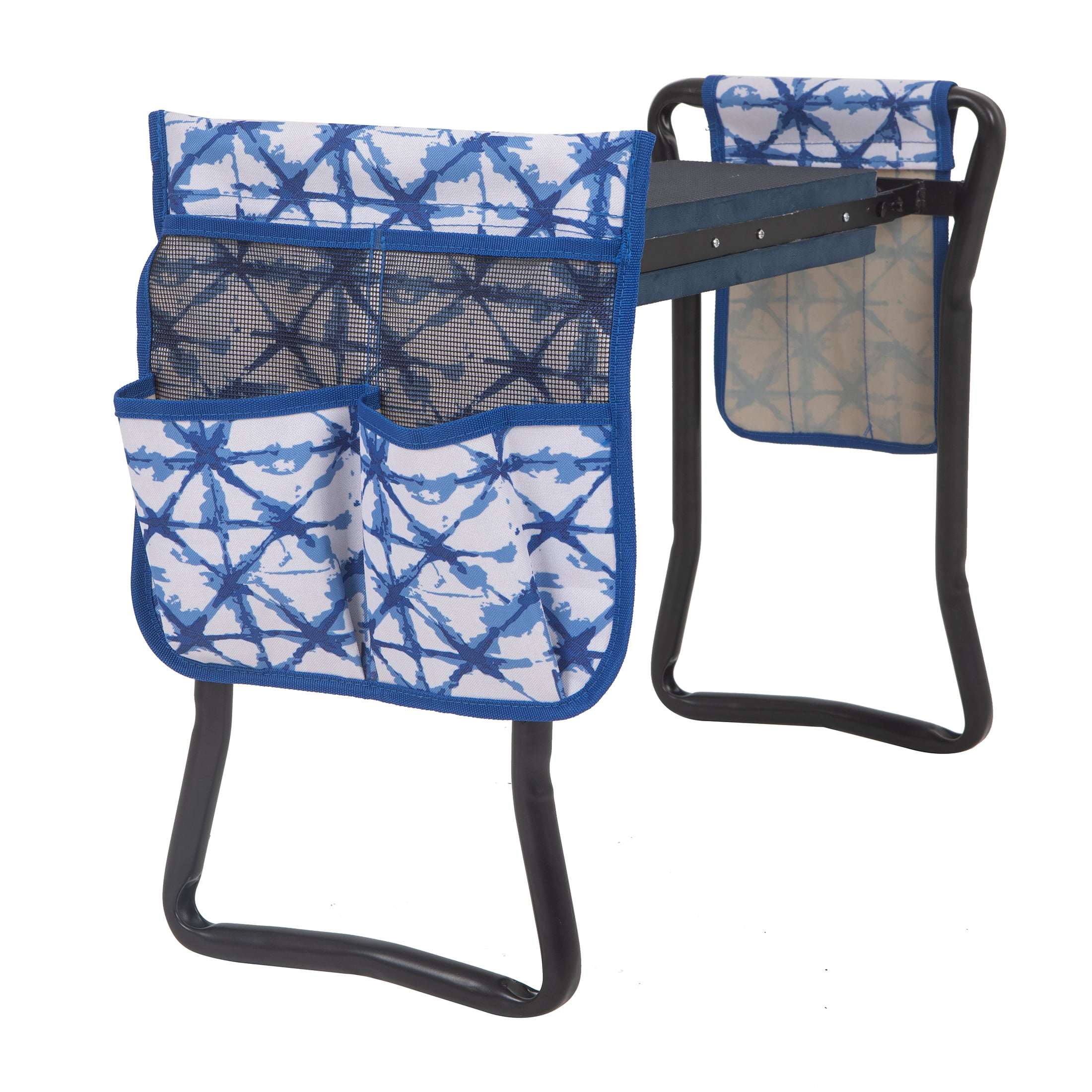 Expert Gardener Steel Frame Gardening Kneeler with Storage Pockets, Blue Cove.