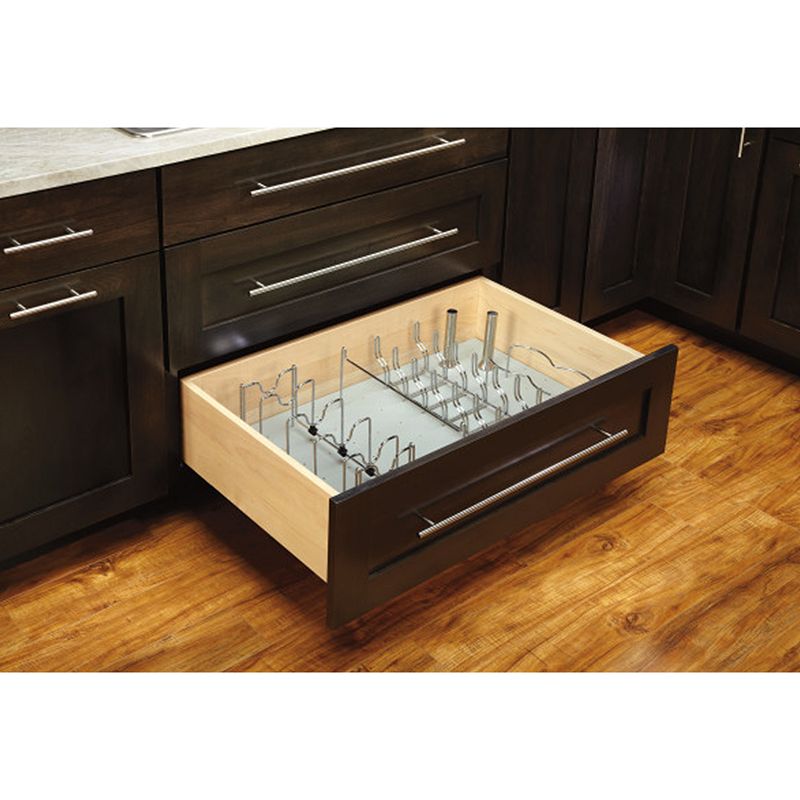 Rev-A-Shelf 5DLD-1-CR Kitchen Drawer Lid Organizer for Drawer Peg Boards， Chrome